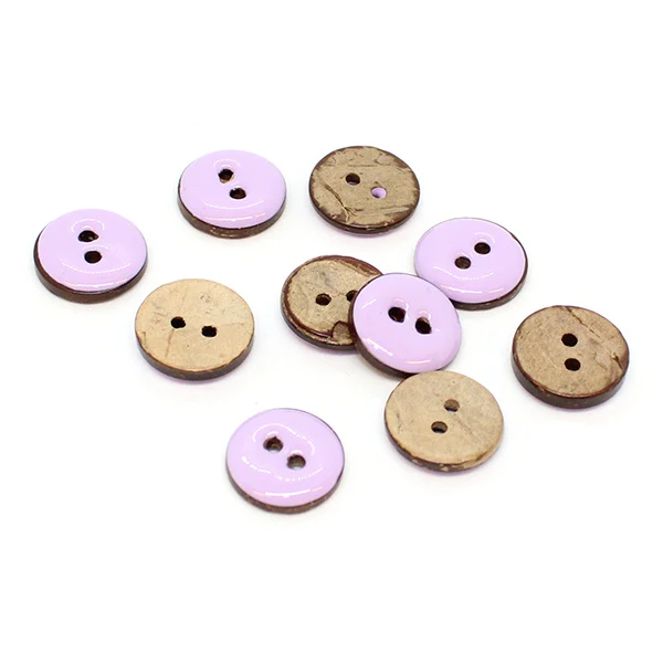 Lot De 8 Gros Boutons En Noix De Coco - Diamètre 28mm - Marron Camel - Occasion